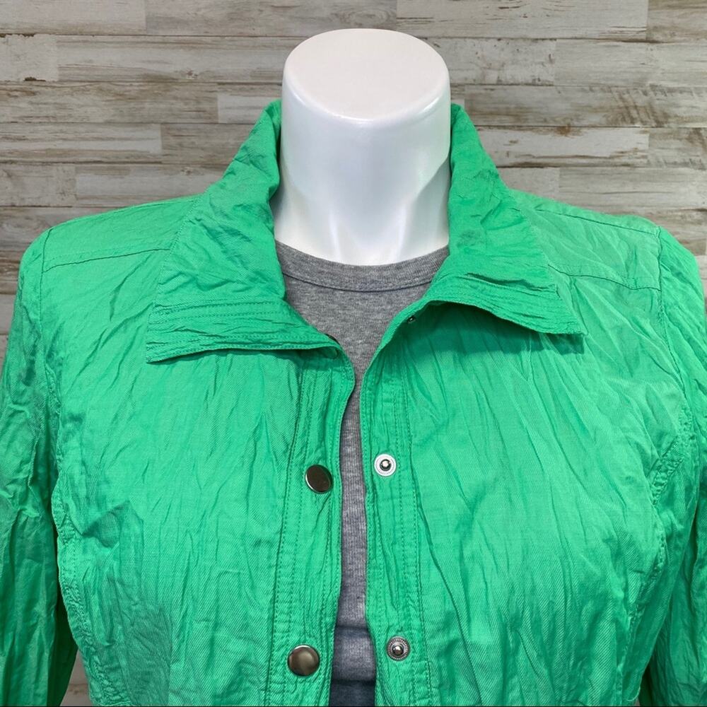 Zenergy by Chico’s Hayden Jacket Womens Size Chico's 2 or L Crinkle Green - Picture 3 of 14